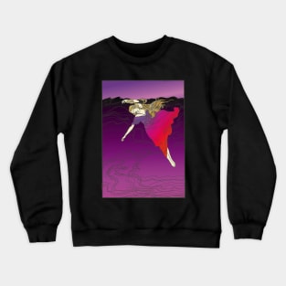 Drowning Girl (red on purple) Crewneck Sweatshirt